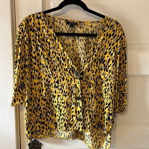 Topshop cropped top with yellow and black animal print